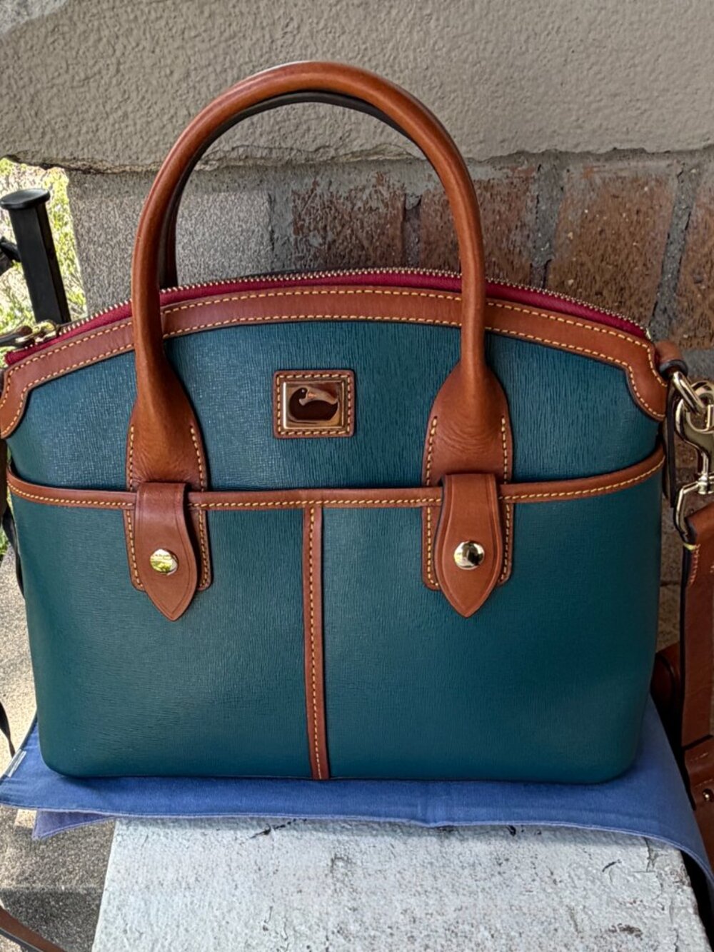 Dooney & Bourke Camden Satchel Domed Saffiano Marine Blue Office Crossbody Bag
